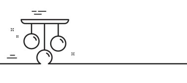 Tavan lambası ikonu. Işık tabelası. İç aydınlatma sembolü. Asgari çizgi çizimi arka planı. Tavan lambası ikon desenli pankart. Beyaz ağ şablonu konsepti. Vektör