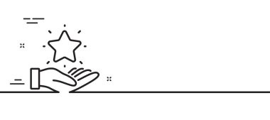 Sadakat programı çizgisi simgesi. İkramiye puanları. İndirimli yıldız sembolü. Asgari çizgi çizimi arka planı. Sadakat programı ikon desenli pankart. Beyaz ağ şablonu konsepti. Vektör