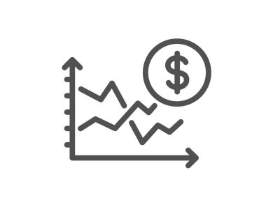 Dolar oranları çizgisi simgesi. Döviz kurları tabelası. Para ticareti sembolü. Kalite tasarım elemanı. Doğrusal stil dolar oranı simgesi. Düzenlenebilir felç. Vektör