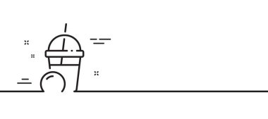 Dondurma milkshake çizgisi ikonu. Vanilyalı dondurma işareti. Donmuş yaz tatlı sembolü. Asgari çizgi çizimi arka planı. Dondurma milkshake çizgisi ikon desenli pankart. Beyaz ağ şablonu konsepti. Vektör