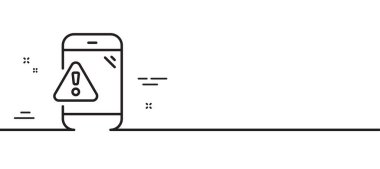 İleti satırı simgesi uyarısı. Telefon uyarı işareti. Uyarı uygulaması sembolü. Asgari çizgi çizimi arka planı. Uyarı mesajı çizgisi simge pankartı. Beyaz ağ şablonu konsepti. Vektör