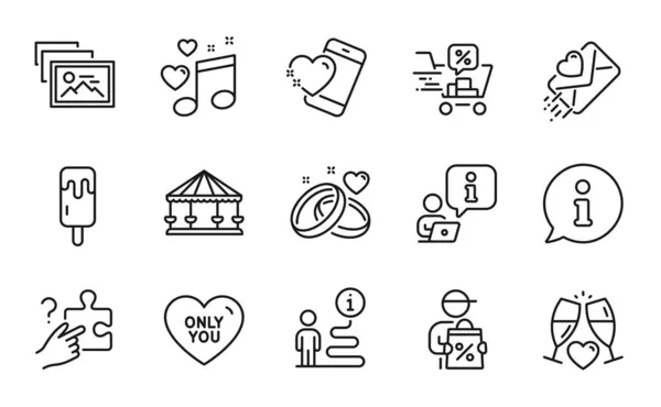 Holidays Icons Set Included Icon Marriage Rings Discounts Cart Heart — Stock Vector