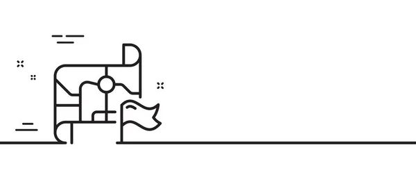 Bandiera Sulla Mappa Icona Della Linea Segnale Destinazione Obiettivo Localizzazione — Vettoriale Stock