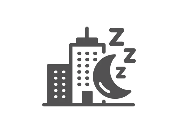 Icono Calidad Ciudad Nocturna Signo Sueño Rascacielos Edificio Con Símbolo — Archivo Imágenes Vectoriales