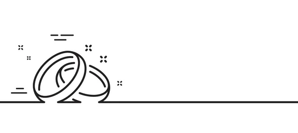 婚戒线图标 浪漫的爱情标志 情人节的象征 最小线条图解背景 婚戒线图标图案横幅 白色网络模板的概念 — 图库矢量图片