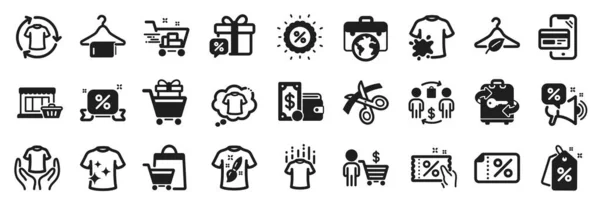 Set Fashion Icons Discount Tags Change Clothes Shirt Design Icons — Stock Vector