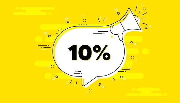 Percent Sale Alert Megaphone Yellow Chat Banner Discount Offer Price — Stock Vector