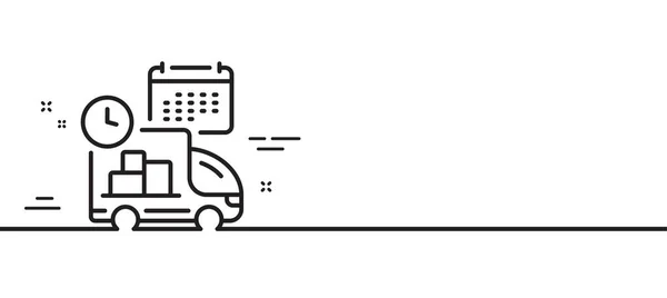 交付时间表线图标 物流日历标志 货物提醒标志 最小线条图解背景 输送线图标图案横幅 白色网络模板的概念 — 图库矢量图片