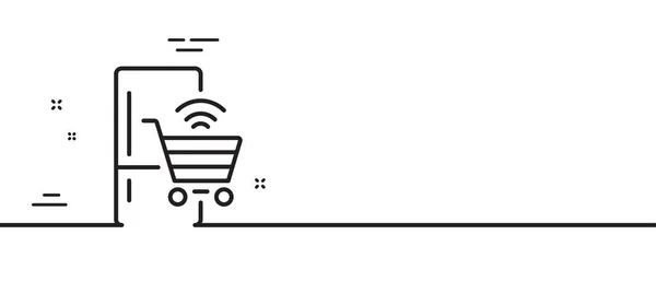 Kylskåp Med Online Shopping Line Ikon Kylskåpsskylt Fryslagringssymbol Minimal Linje — Stock vektor