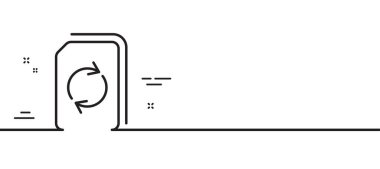 Belge satır simgesini güncelle. Bilgi Dosyasını Yenile işareti. Kağıt sayfa konsept sembolü. Asgari çizgi çizimi arka planı. Belge satırı simge desenli pankartı güncelle. Beyaz ağ şablonu konsepti. Vektör