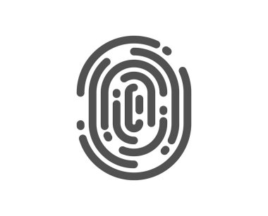 Parmak izi ikonu. Parmak izi taraması işareti. Biyometrik kimlik sembolü. Klasik düz stil. Kalite tasarım elemanı. Basit bir parmak izi ikonu. Vektör