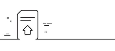 Belge satırı simgesini yükle. Bilgi Dosyası işareti. Kağıt sayfa konsept sembolü. Asgari çizgi çizimi arka planı. Dosya satırı simge desenli pankartı yükle. Beyaz ağ şablonu konsepti. Vektör