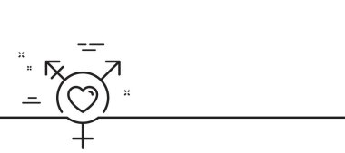 Cinsiyet çizgisi simgesi. Kapsama işareti. Cinsiyet çeşitliliği sembolü. Asgari çizgi çizimi arka planı. Cinsiyet çizgisi simgesi pankartı. Beyaz ağ şablonu konsepti. Vektör