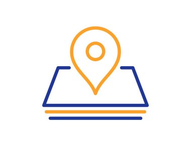 Harita iğne çizgisi simgesi. Trip noktası işareti. Seyahat konumu işaretleyici sembolü. Renkli ince çizgi ana hatları. Doğrusal stil pin simgesi. Düzenlenebilir felç. Vektör