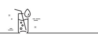 Su camı çizgisi simgesi. Soda su içme tabelası. Sembolü at Asgari çizgi çizimi arka planı. Su cam ikonu desenli pankart. Beyaz ağ şablonu konsepti. Vektör