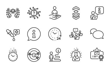 Eğitim simgeleri ayarlandı. Hedefleme, yapay zeka, omuz kayışı işaretleri gibi simgeleri de içeriyor. Takım çalışması, 24 saat, kimya pipeti sembolleri. Zaman, Vip sertifikası, işe alım. Haberci. Vektör