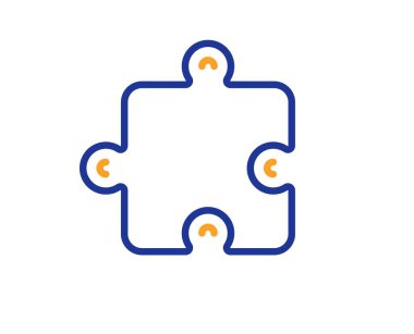 Bulmaca parçası çizgi simgesi. Yapboz oyunu şekli. İş stratejisi unsuru. Renkli ince çizgi ana hatları. Doğrusal biçim yapboz simgesi. Düzenlenebilir felç. Vektör