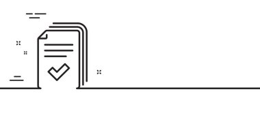 Dağıtım hattı simgesi. Belgeler örnek işareti. Asgari çizgi çizimi arka planı. Dağıtım hattı simge desenli afişi. Beyaz ağ şablonu konsepti. Vektör