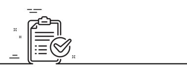 Gözlem listesi satır simgesi. Rapor işareti. İş gözden geçirme sembolü. Asgari çizgi çizimi arka planı. Gözetleme listesi satır simge desen pankartı. Beyaz ağ şablonu konsepti. Vektör