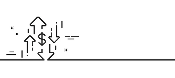 ドルレートのラインアイコン 通貨交換のサイン 貨幣貿易のシンボル 最小限の線のイラストの背景 ドルレートラインアイコンパターンバナー ホワイトウェブテンプレートのコンセプト ベクトル — ストックベクタ