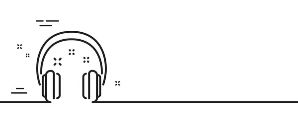 耳机图标 音乐听着标志 音乐耳机的符号 最小线条图解背景 耳机线图标图案横幅 白色网络模板的概念 — 图库矢量图片