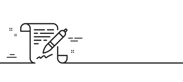 Icône Ligne Document Accord Signature Dossier Contractuel Symbole Note Bureau — Image vectorielle