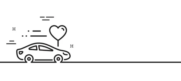 新婚旅行の旅行のアイコン 車旅行のサインが好き バレンタインデー輸送シンボル 最小限の線のイラストの背景 新婚旅行の旅行の行のアイコンパターンバナー ホワイトウェブテンプレートのコンセプト ベクトル — ストックベクタ