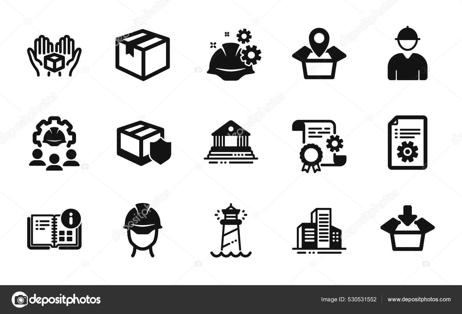 Vector Set Hold Box Engineer Get Box Icons Simple Set Stock Vector Image By C Blankstock