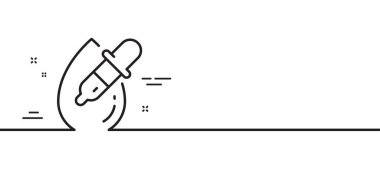 Göz damlası çizgisi simgesi. Gözcü kliniği tabelası. Optometri görme sembolü. Asgari çizgi çizimi arka planı. Göz damlası çizgi simge desenli pankart. Beyaz ağ şablonu konsepti. Vektör