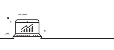 Veri Analizi ve İstatistik Çizgisi simgesi. Grafik ya da grafik işareti. Bilgisayar veri işleme sembolü. Asgari çizgi çizimi arka planı. Çevrimiçi istatistik hattı simge desenli pankart. Vektör