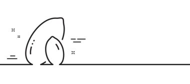 Fıstık çizgisi simgesi. Lezzetli tabela. Vejetaryen gıda sembolü. Asgari çizgi çizimi arka planı. Fıstık çizgisi ikon desenli pankart. Beyaz ağ şablonu konsepti. Vektör