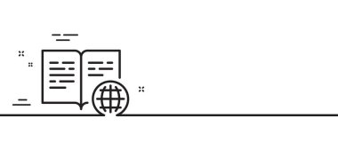 İnternet kitap satırı simgesi. Web belgesi işareti. Ofis sembolü. Asgari çizgi çizimi arka planı. İnternet kitabı ikonu desenli pankart. Beyaz ağ şablonu konsepti. Vektör