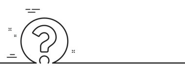 Soru işareti simgesi. Yardım işaretini destekle. SSS sembolü. Asgari çizgi çizimi arka planı. Soru işareti simgesi şekilli pankart. Beyaz ağ şablonu konsepti. Vektör