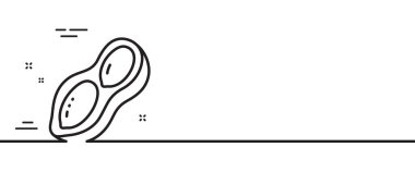 Fıstık çizgisi simgesi. Lezzetli tabela. Vejetaryen gıda sembolü. Asgari çizgi çizimi arka planı. Fıstık çizgisi ikon desenli pankart. Beyaz ağ şablonu konsepti. Vektör