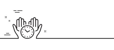 Güvenli zaman çizelgesi simgesi. Saat işareti. Sembolü tut. Asgari çizgi çizimi arka planı. Güvenli zaman çizgisi simge pankartı. Beyaz ağ şablonu konsepti. Vektör