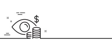 İş görüşü muhasebe çizgisi simgesi. Finansal göz işareti. Para yatırımı sembolü. Asgari çizgi çizimi arka planı. İş görüşü simgesi afişi. Beyaz ağ şablonu konsepti. Vektör