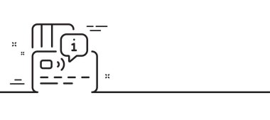 Kredi kartı simgesi. Banka para ödeme tabelası onaylandı. Nakitsiz ödeme sembolü. Asgari çizgi çizimi arka planı. Kart çizgisi simge pankartı. Beyaz ağ şablonu konsepti. Vektör