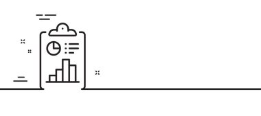 Rapor satırı simgesi. Muhasebe panosu belge imzası. Bütçe bilgisi sembolü. Asgari çizgi çizimi arka planı. Rapor satırı simge pankartı. Beyaz ağ şablonu konsepti. Vektör
