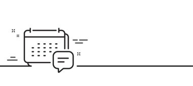 Takvim ileti çizgisi simgesi. Çizelge çizelgesi. Konuşma balonu sembolü. Asgari çizgi çizimi arka planı. İleti çizgisi simge pankartı. Beyaz ağ şablonu konsepti. Vektör