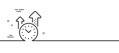 Zaman yönetimi çizgisi simgesi. Saat işareti. Sembol izle. Asgari çizgi çizimi arka planı. Zaman yönetimi çizgisi simge pankartı. Beyaz ağ şablonu konsepti. Vektör