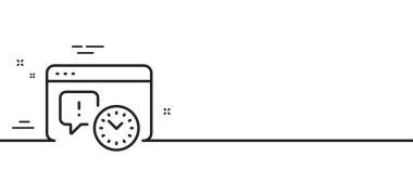 Proje bitiş tarihi simgesi. Zaman yönetimi işareti. İnternet sembolü. Asgari çizgi çizimi arka planı. Proje bitiş tarihi simge desenli afişi. Beyaz ağ şablonu konsepti. Vektör