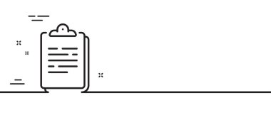 Pano belge satırı simgesi. Anlaşma belgesi. Anket kayıt sembolü. Asgari çizgi çizimi arka planı. Pano çizgisi simge desenli pankart. Beyaz ağ şablonu konsepti. Vektör
