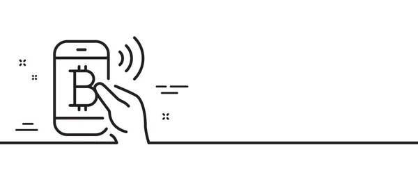 Мобільна Лінія Оплати Біткоїнів Знак Криптовалют Крипто Символ Грошей Зображення — стоковий вектор