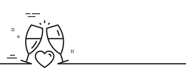 爱香槟线图标 婚礼眼镜的标志 夫妻关系的象征 最小线条图解背景 婚纱线图标图案横幅 白色网络模板的概念 — 图库矢量图片