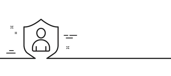 Значок Линии Защиты Пользователя Профиль Аватара Знаком Щита Символ Силуэта — стоковый вектор