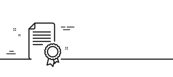 Icône Ligne Certificat Médaille Symbole Réussite Diplôme Document Avec Insigne — Image vectorielle