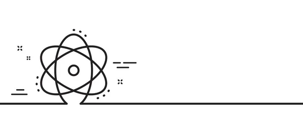 アトムラインアイコン エネルギーサインだ 化学元素記号 最小限の線のイラストの背景 アトムラインアイコンパターンバナー ホワイトウェブテンプレートのコンセプト ベクトル — ストックベクタ