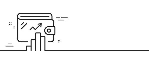 Ícone Linha Carteira Assinatura Estatísticas Conta Dinheiro Símbolo Orçamento Fundo — Vetor de Stock