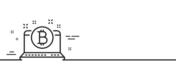 Bitcoin Symbole Kryptowährung Münzzeichen Krypto Laptop Symbol Minimale Zeilenillustration Hintergrund — Stockvektor