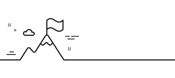 Ikonen För Bergsflaggan Tecken Målutmaning Ledarskapssymbol Minimal Linje Illustration Bakgrund — Stock vektor